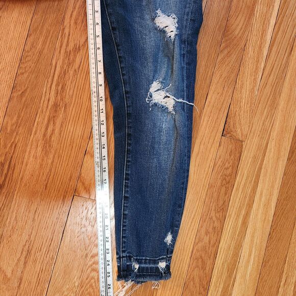 Blank NYC Crop Girlfriend Jeans, Medium Blue, Distressed, Sz 30 - Picture 8 of 10